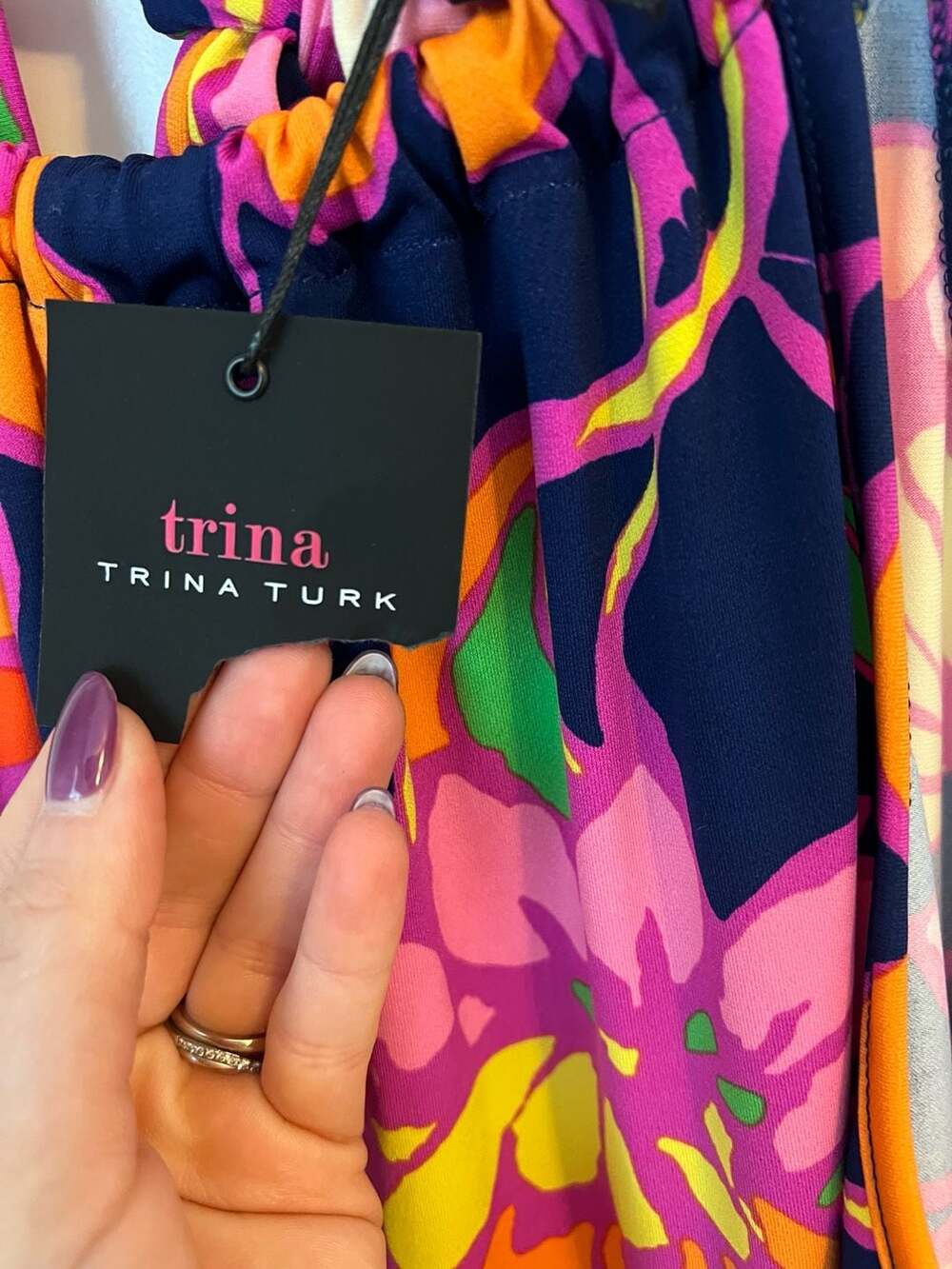 Trina Turk Tropical Floral Halter Dress Large - NWT - Picture 6 of 7